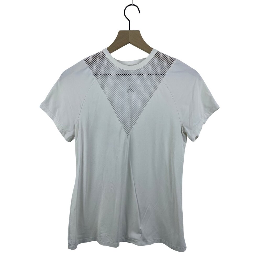 Varley Women's XXS Mesh Crew Neck Athletic Short Sleeve T-Shirt White